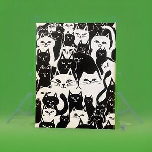 🐭Small original Black and White Cats Painting     9”x12”x1”